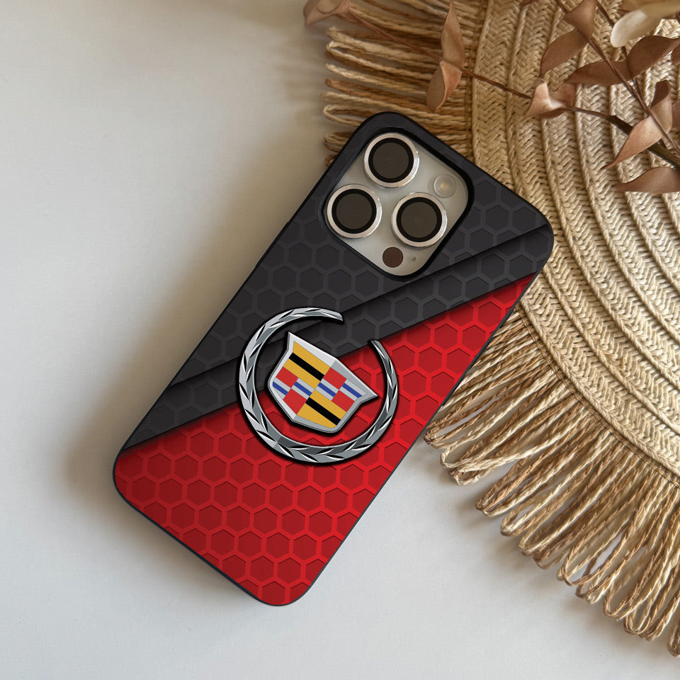 🌟 Luxury Cadillac iPhone Case – Sleek Black Silicone & UV Print