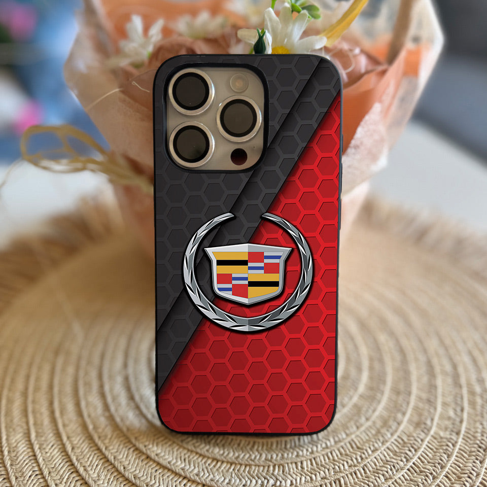 🌟 Luxury Cadillac iPhone Case – Sleek Black Silicone & UV Print