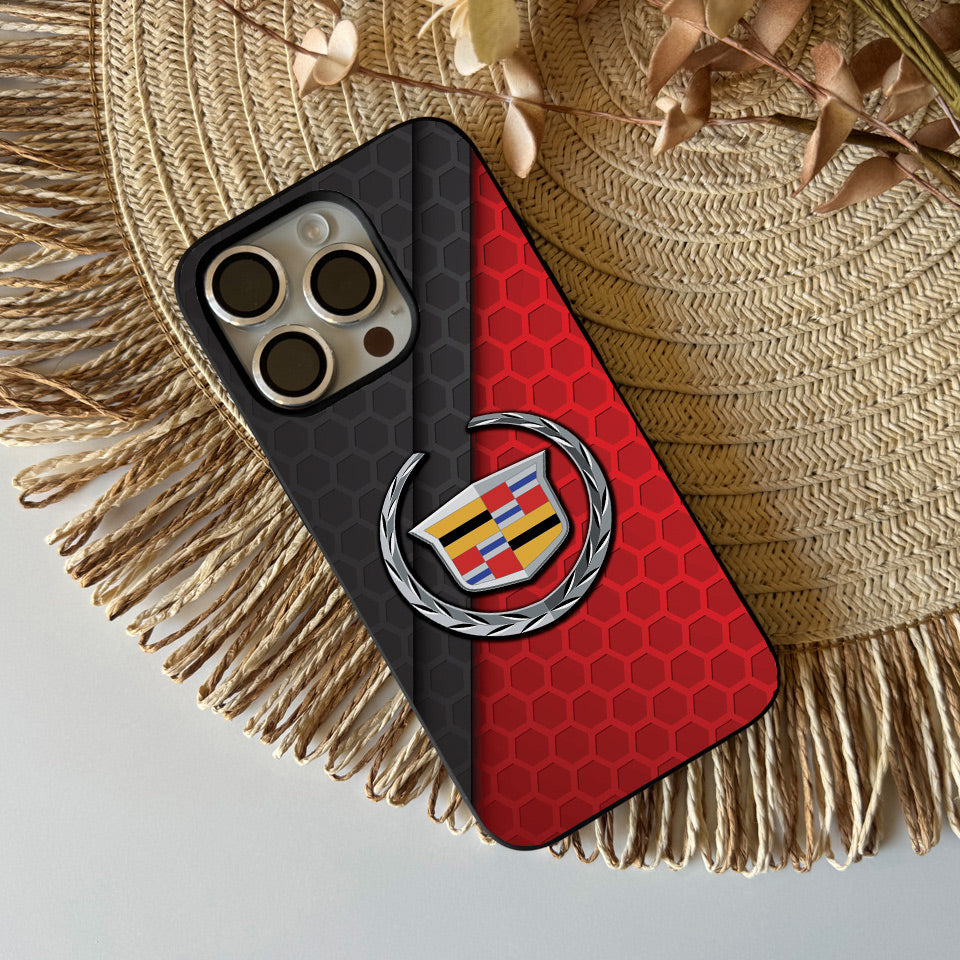 🌟 Luxury Cadillac iPhone Case – Sleek Black Silicone & UV Print