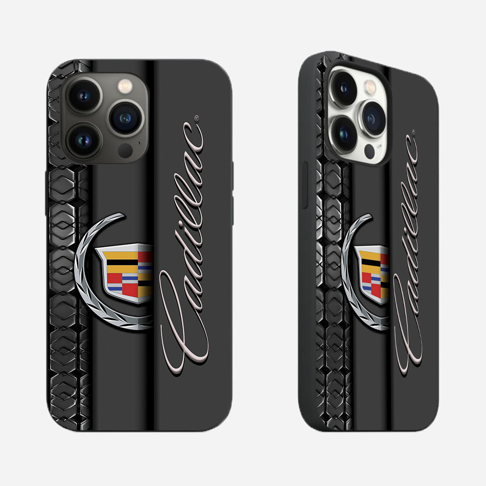 🌟 Luxury Cadillac iPhone Case – Sleek Black Silicone & UV Print