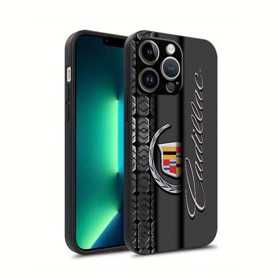 🌟 Luxury Cadillac iPhone Case – Sleek Black Silicone & UV Print