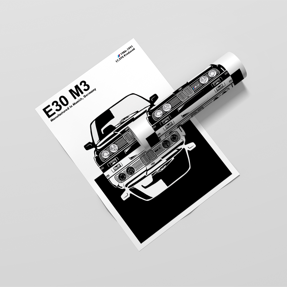 BMW E30 M3 Double Face Poster