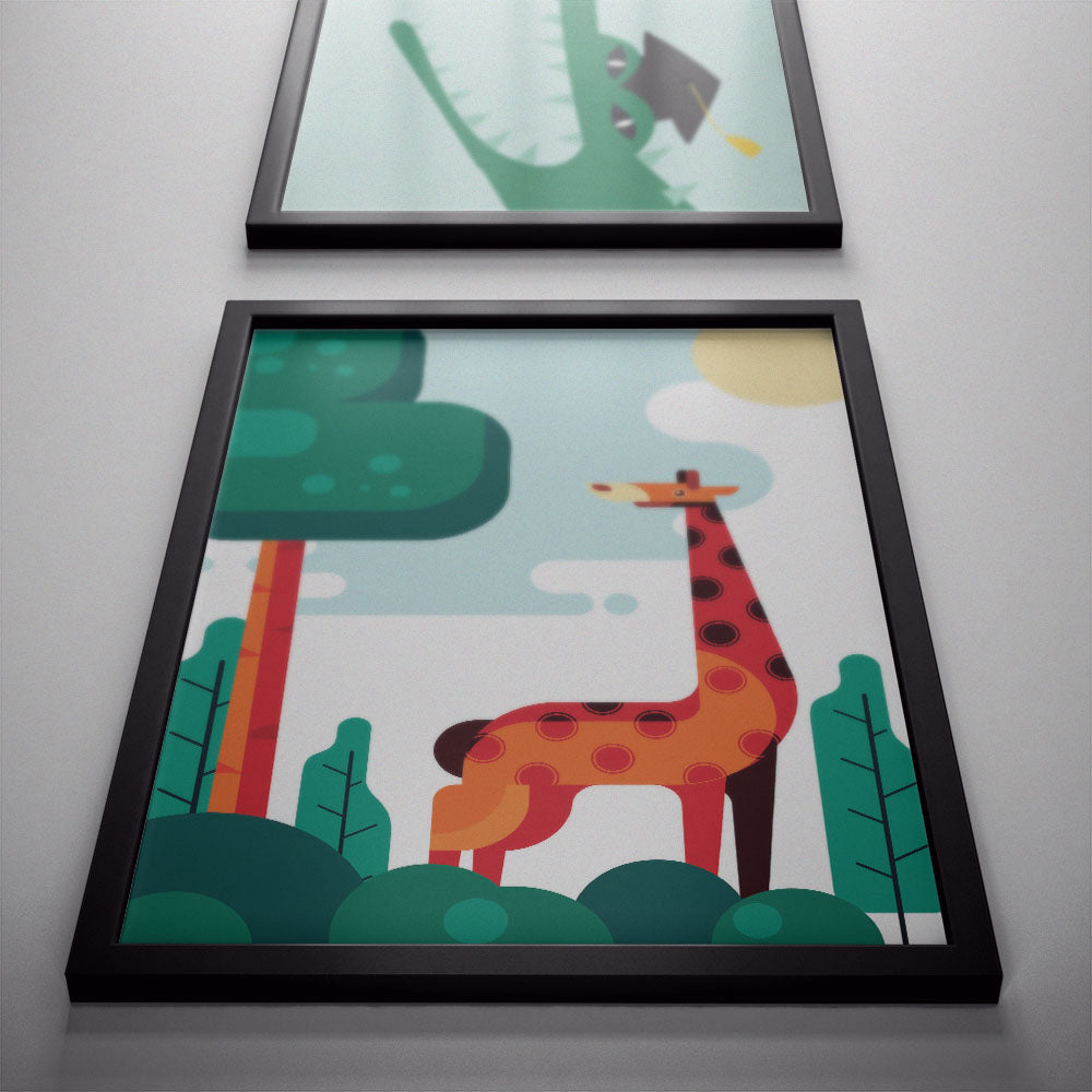 Giraffe Landscape Poster