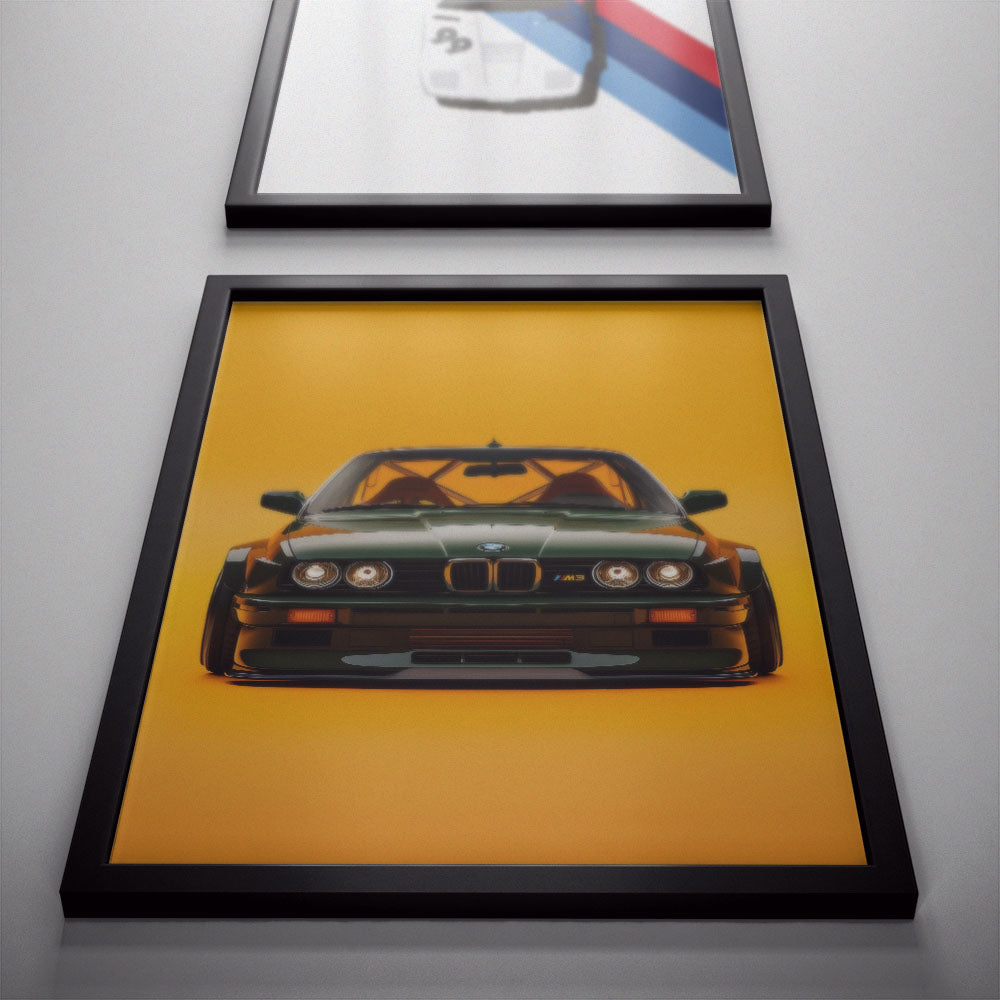 BMW E30 M3 Yellow/Irish Green Poster