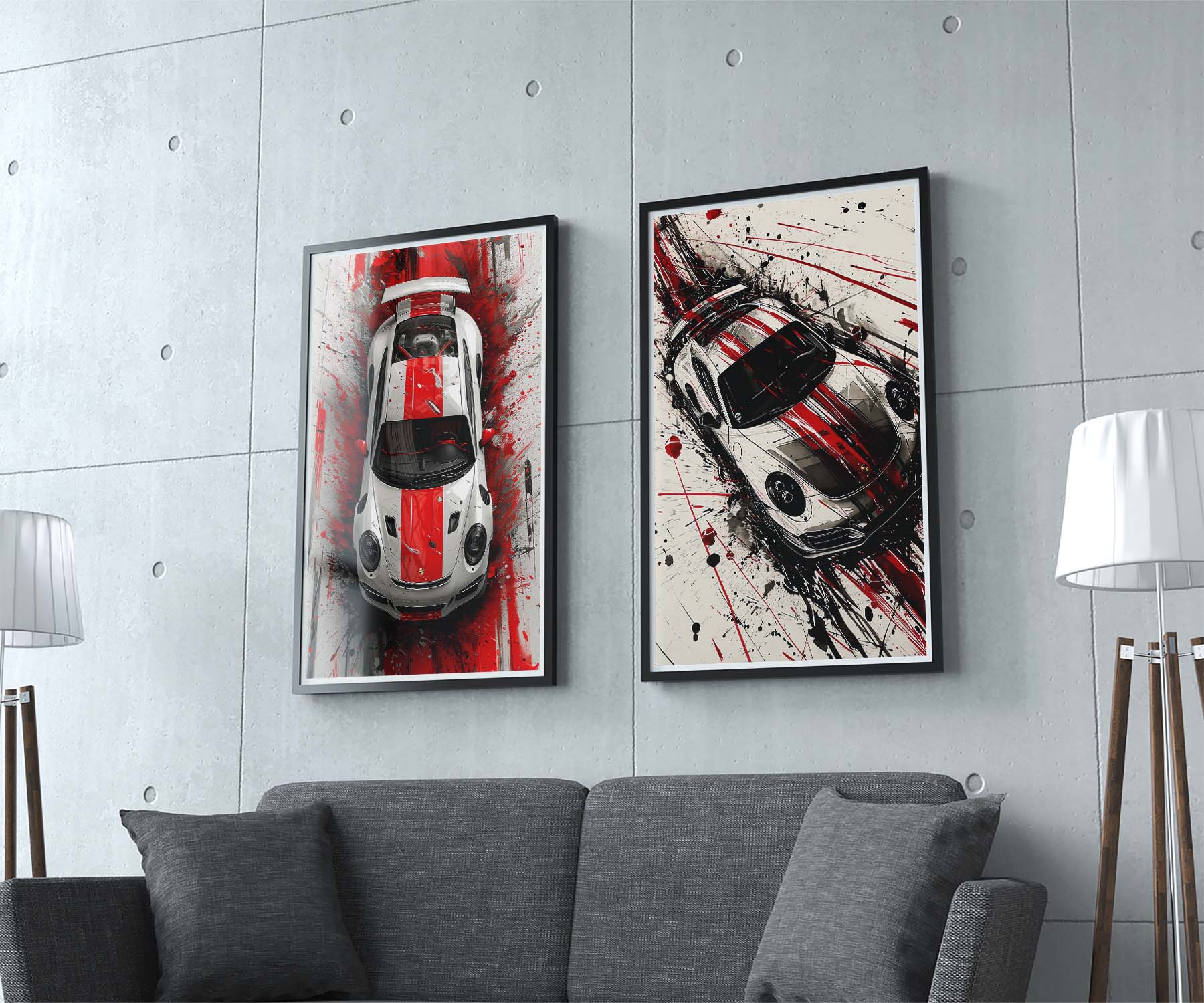 Porsche Red Splashed Poster