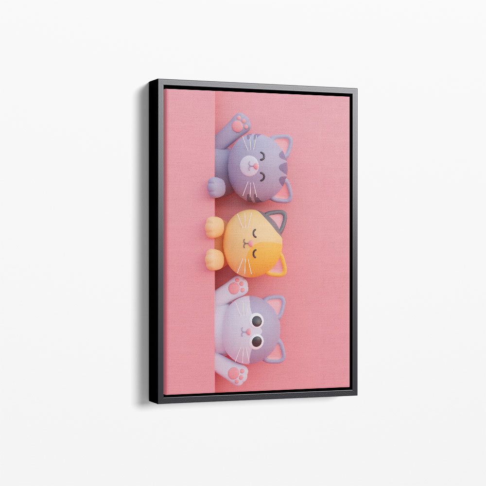 Joyful Trio: The Three Cheerful Cats Canvas