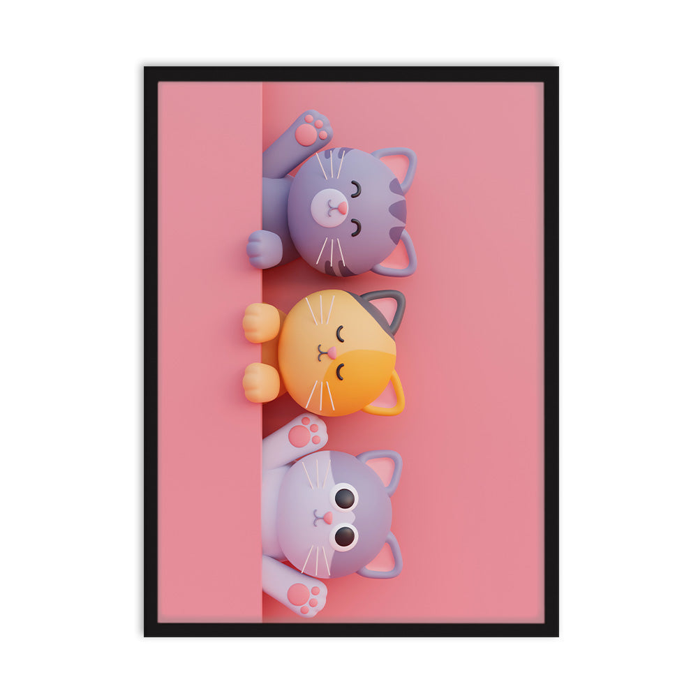 Joyful Trio: The Three Cheerful Cats Poster