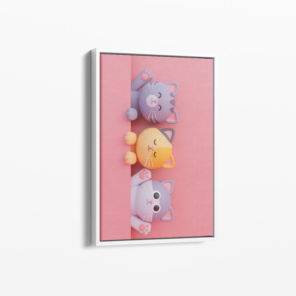 Joyful Trio: The Three Cheerful Cats Canvas