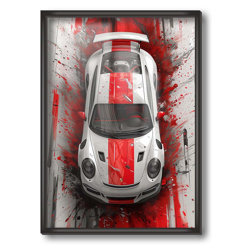 Porsche Red Splashed Poster