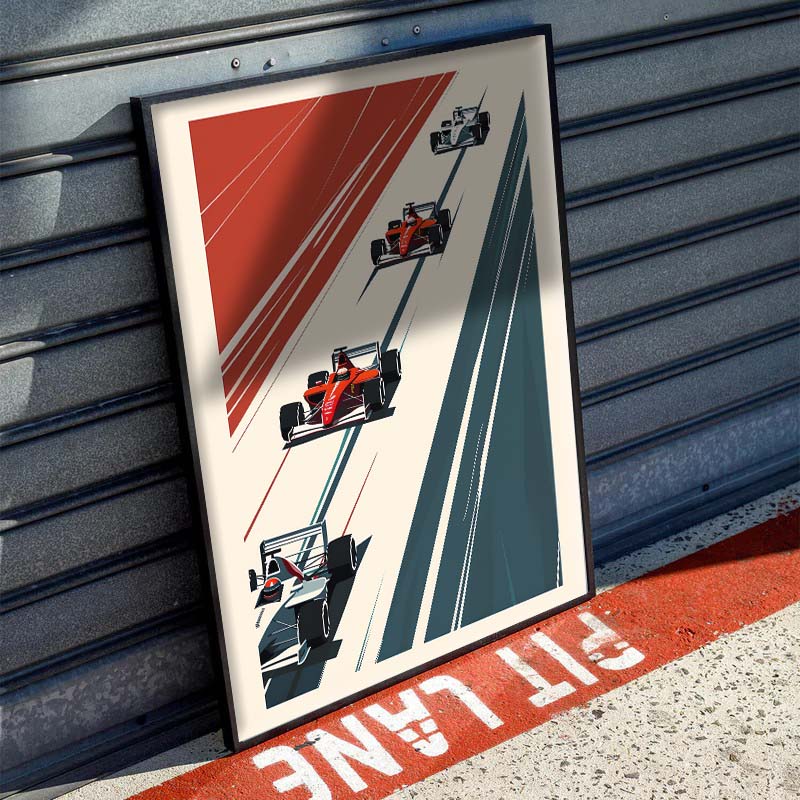 F1 Race Drawing Poster