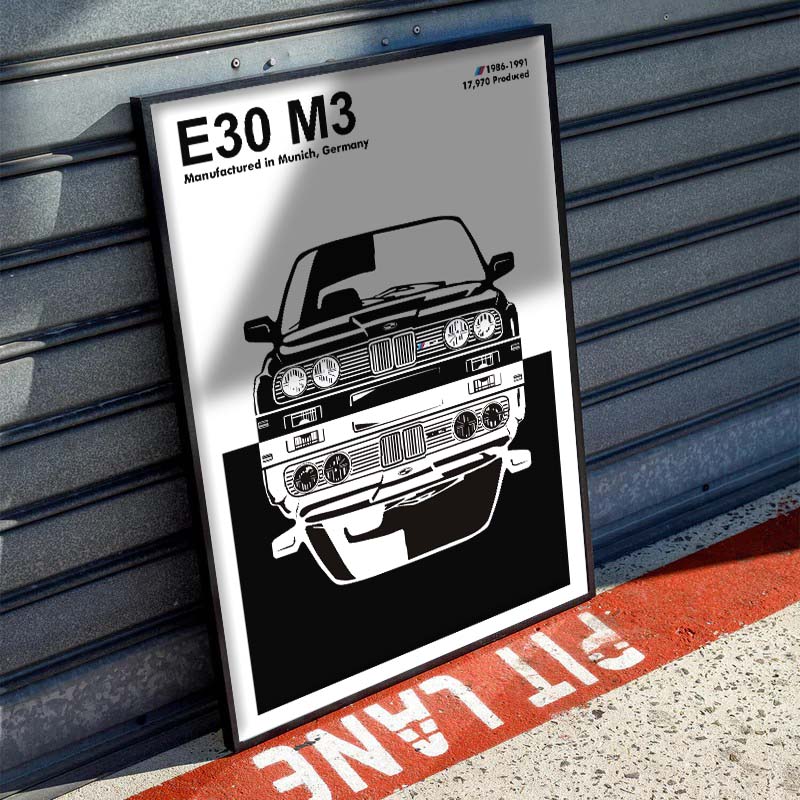 BMW E30 M3 Double Face Poster