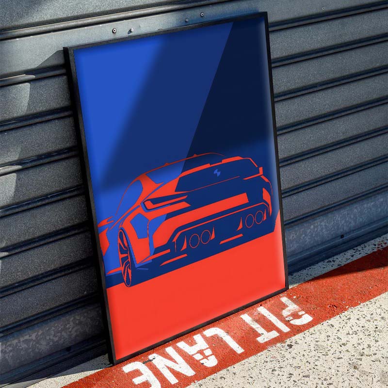 BMW M4 Art Red/Blue Poster